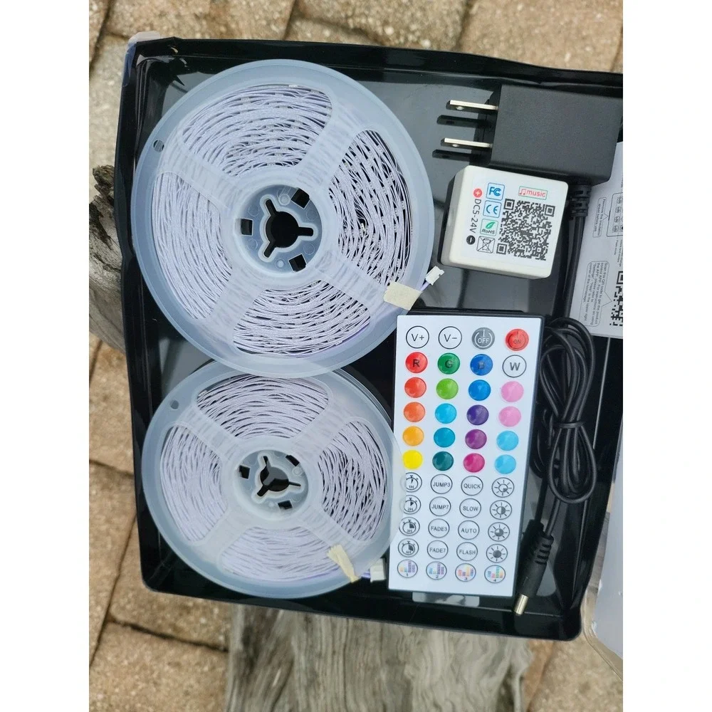 16.4FT RGB LED Party Strip Lights Waterproof Flexible with 44 Key Remote 12V